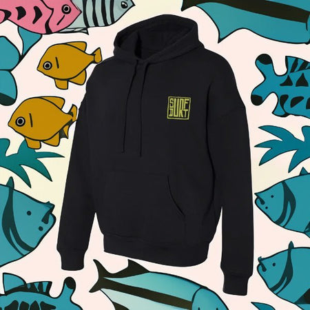 Friends With Fishies Black Hoodie - SurfDurt Sunscreen