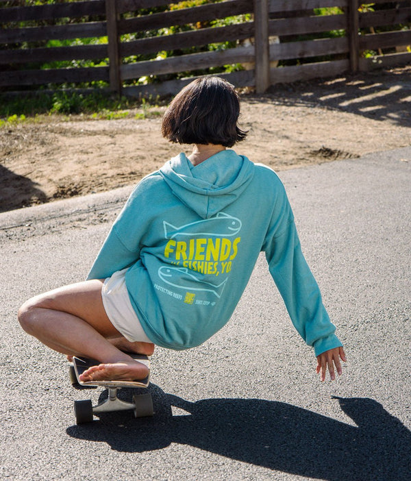 Friends With Fishies Seafoam Hoodie Model Shot